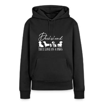 Dackel wahre Liebe auf vier Pfoten - Frauen Premium Bio Hoodie - Schwarz - Vorne - Julia (174cm)