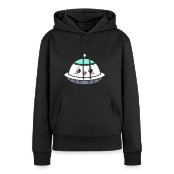 fliegende Untertasse - Frauen Premium Bio Hoodie - Schwarz - Vorne - Julia (174cm)