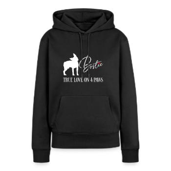 Bostie wahre Liebe auf vier Pfoten - Frauen Premium Bio Hoodie - Schwarz - Vorne - Julia (174cm)