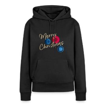 Frohe Weihnachten! - Frauen Premium Bio Hoodie - Schwarz - Vorne - Julia (174cm)