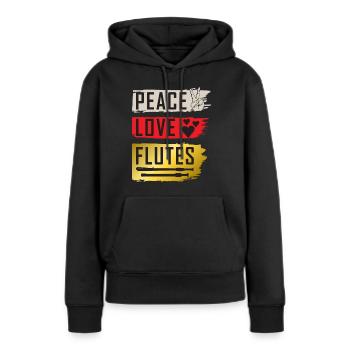 Peace Love Flutes Falutist Flute Players - Frauen Premium Bio Hoodie - Schwarz - Vorne - Julia (174cm)