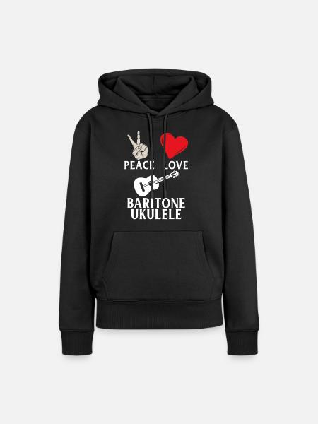 Peace Love Baritone Ukulele Hipster - Frauen Premium Bio Hoodie - Schwarz