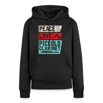 Peace Love Piccolo Instrument de clarinette - Sweat à capuche Premium bio Femme - noir - Devant - Julia (174cm)