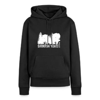 Shinrin yoku - Baignade en forêt - Méditation en forêt - Sweat à capuche Premium bio Femme - noir - Devant - Julia (174cm)