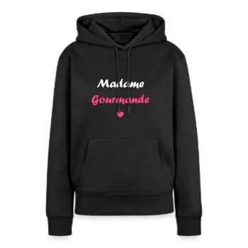 Madame Gourmande - Sweat à capuche Premium bio Femme - noir - Devant - Julia (174cm)
