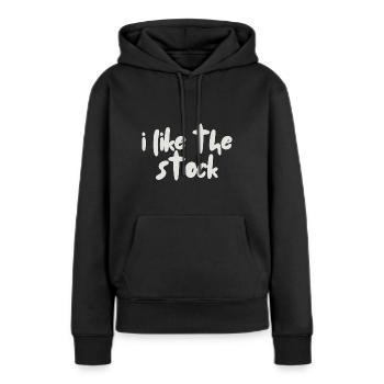 J’aime le stock - Sweat à capuche Premium bio Femme - noir - Devant - Julia (174cm)