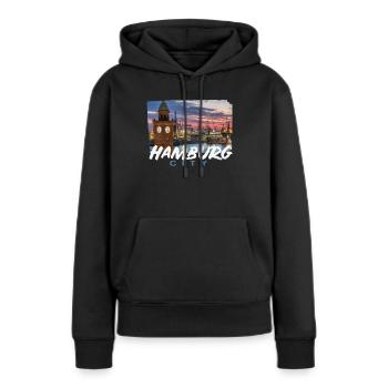 Hamburg - Frauen Premium Bio Hoodie - Schwarz - Vorne - Julia (174cm)