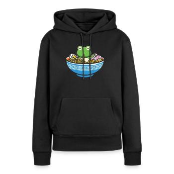 Ramen Frosch Japan Kawaii - Frauen Premium Bio Hoodie - Schwarz - Vorne - Julia (174cm)