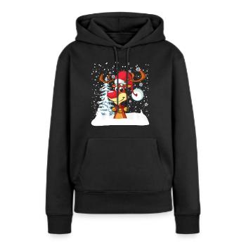 Rentier Lustig Winter Frohe Weihnachten - Frauen Premium Bio Hoodie - Schwarz - Vorne - Julia (174cm)