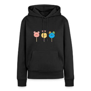 bonbon - Sweat à capuche Premium bio Femme - noir - Devant - Julia (174cm)