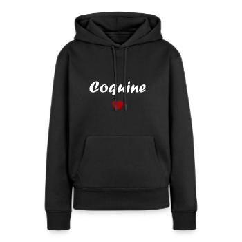 Coquine - Sweat à capuche Premium bio Femme - noir - Devant - Julia (174cm)