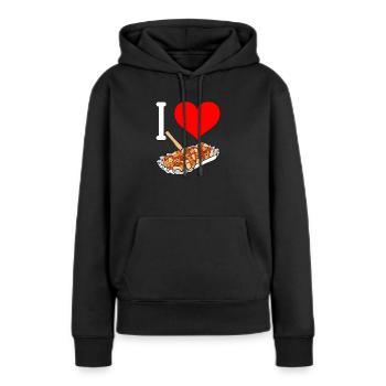 Currywurst Curry Wurst Bratwurst Berliner Ruhrpott - Frauen Premium Bio Hoodie - Schwarz - Vorne - Julia (174cm)