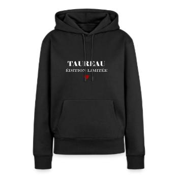 Taureau - Sweat à capuche Premium bio Femme - noir - Devant - Julia (174cm)