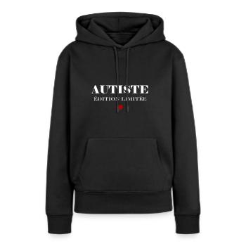 autiste - Sweat à capuche Premium bio Femme - noir - Devant - Julia (174cm)
