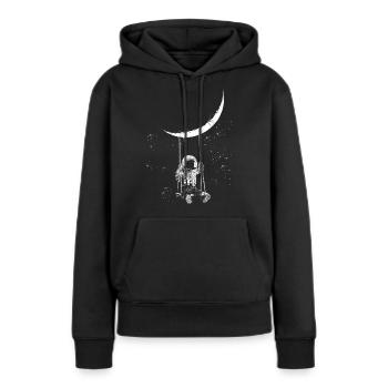 Space - Frauen Premium Bio Hoodie - Schwarz - Vorne - Julia (174cm)