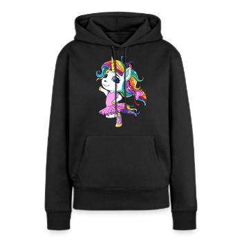 Ballerine licorne ballerine - Sweat à capuche Premium bio Femme - noir - Devant - Julia (174cm)