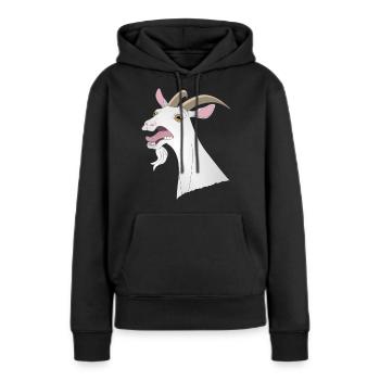 Fou drôle chèvre cri animal dents cornes - Sweat à capuche Premium bio Femme - noir - Devant - Julia (174cm)