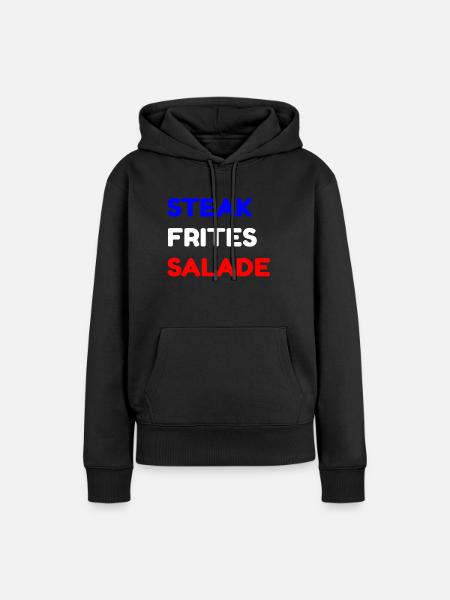 Steak Fries Salat - Frauen Premium Bio Hoodie - Schwarz