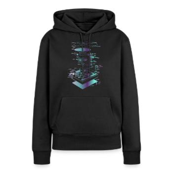 Retro Schallplattenspieler Oldschool Illustration - Frauen Premium Bio Hoodie - Schwarz - Vorne - Julia (174cm)