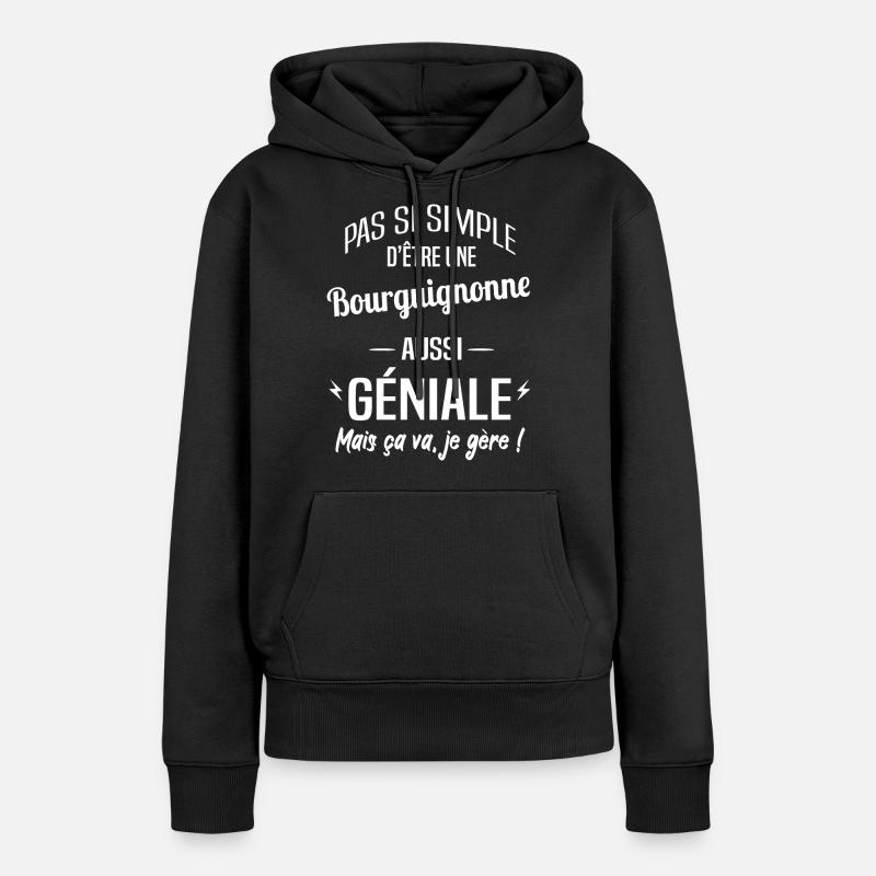Bourguignonne - Sweat à capuche Premium bio Femme - noir