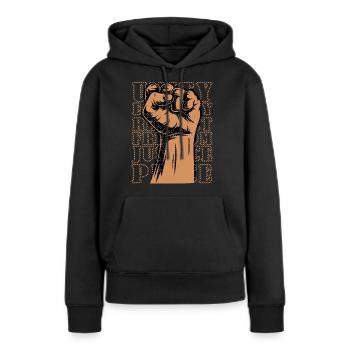 Unité - Sweat à capuche Premium bio Femme - noir - Devant - Julia (174cm)