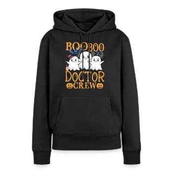 Doktor uu Lustig Doktor - Frauen Premium Bio Hoodie - Schwarz - Vorne - Julia (174cm)