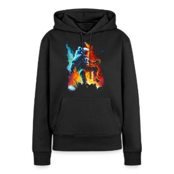 Landung auf dem Mars - Frauen Premium Bio Hoodie - Schwarz - Vorne - Julia (174cm)