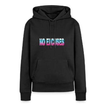 Pas d’excuses - Sweat à capuche Premium bio Femme - noir - Devant - Julia (174cm)