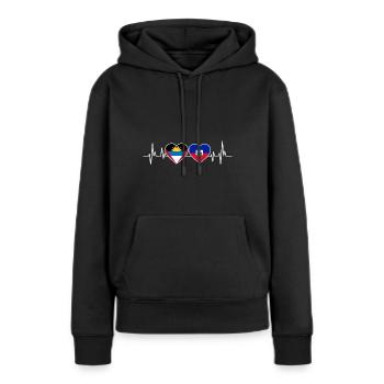Antigua und Barbuda Flagge - Frauen Premium Bio Hoodie - Schwarz - Vorne - Julia (174cm)