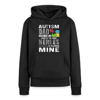 Sensibilisation à l'autisme Papa autisme - Sweat à capuche Premium bio Femme - noir - Devant - Julia (174cm)