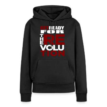 Revolution - Frauen Premium Bio Hoodie - Schwarz - Vorne - Julia (174cm)