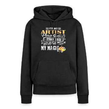 Artiste Je suis un artiste - Sweat à capuche Premium bio Femme - noir - Devant - Julia (174cm)