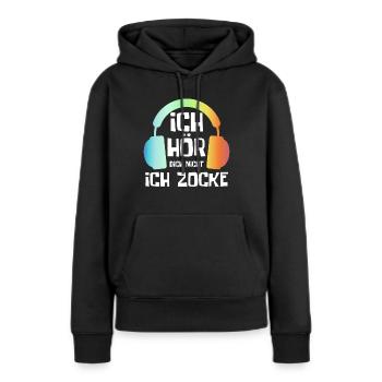 Gaming Zocken Zocker - Frauen Premium Bio Hoodie - Schwarz - Vorne - Julia (174cm)