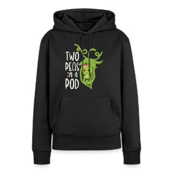 Two Peas in a Pod Valentinstag Verliebt Erbse - Frauen Premium Bio Hoodie - Schwarz - Vorne - Julia (174cm)