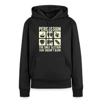 Percussion Batteur Batterie Batterie Schlagzeug - Sweat à capuche Premium bio Femme - noir - Devant - Julia (174cm)