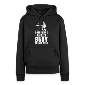 Faire semblant d’employer des employés qui travaillent dur - Sweat à capuche Premium bio Femme - noir - Devant - Julia (174cm)