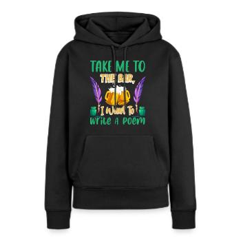 Bring mich an die Bar, ich möchte ein Gedicht - Frauen Premium Bio Hoodie - Schwarz - Vorne - Julia (174cm)