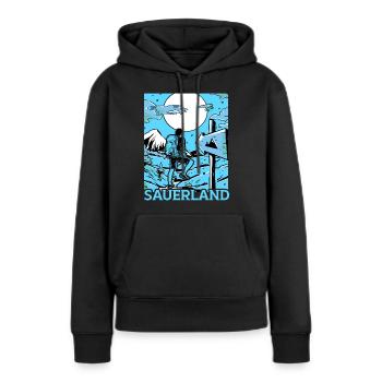 Sauerländer Sauerland Home Retro Vintage - Sweat à capuche Premium bio Femme - noir - Devant - Julia (174cm)