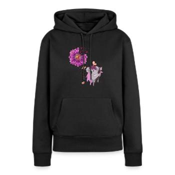 Cadeau Cancer du sein Cancer du sein Rose - Sweat à capuche Premium bio Femme - noir - Devant - Julia (174cm)