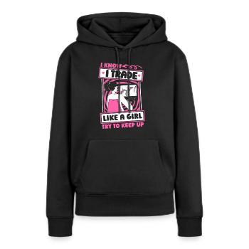 Day Trading Day Trader Humour - Sweat à capuche Premium bio Femme - noir - Devant - Julia (174cm)