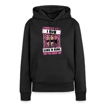 Coureur Jogger Coureur Coureur Filles - Sweat à capuche Premium bio Femme - noir - Devant - Julia (174cm)