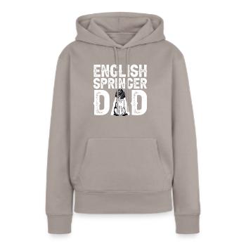 English Springer Spaniel Dog - Women’s Premium Organic Hoodie - taupe - Front - Julia (174cm)