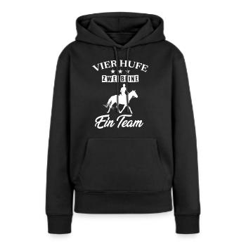 Pferdenarr, Pferd, Pferdesport - Frauen Premium Bio Hoodie - Schwarz - Vorne - Julia (174cm)