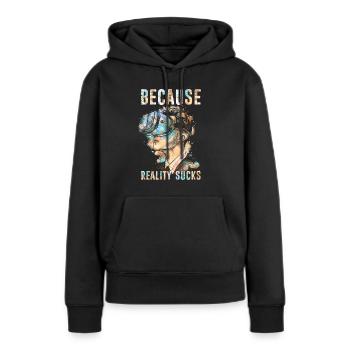 VR Gamer Réalité Virtuelle - Sweat à capuche Premium bio Femme - noir - Devant - Julia (174cm)