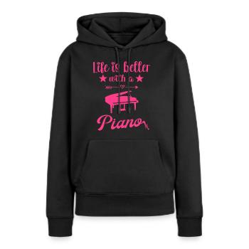 Pianiste Pianiste Piano - Sweat à capuche Premium bio Femme - noir - Devant - Julia (174cm)