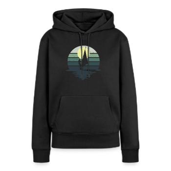 Windsurf rétro Cadeau Silhouette Windsurf - Sweat à capuche Premium bio Femme - noir - Devant - Julia (174cm)