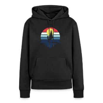 Windsurf rétro Cadeau Silhouette Windsurf - Sweat à capuche Premium bio Femme - noir - Devant - Julia (174cm)