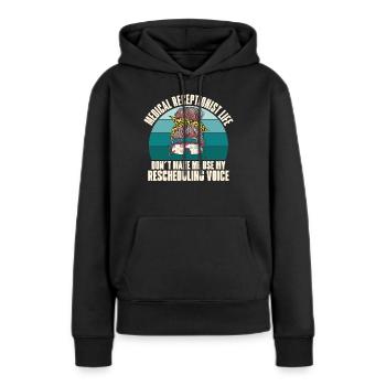 Réceptionniste médicale - Sweat à capuche Premium bio Femme - noir - Devant - Julia (174cm)