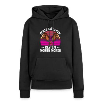 Hobby Horsing Echte Mödchen reiten Hobby Horse - Frauen Premium Bio Hoodie - Schwarz - Vorne - Julia (174cm)