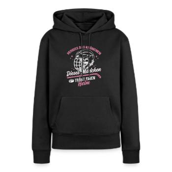 Eishockey Mädchen Vergiss das Krönchen - Frauen Premium Bio Hoodie - Schwarz - Vorne - Julia (174cm)
